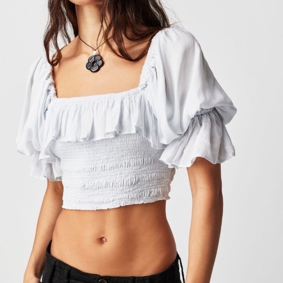 NWT Jen’s Pirate Booty x Free People Bethany Smocked Cropped Blouse - Picture 1 of 8